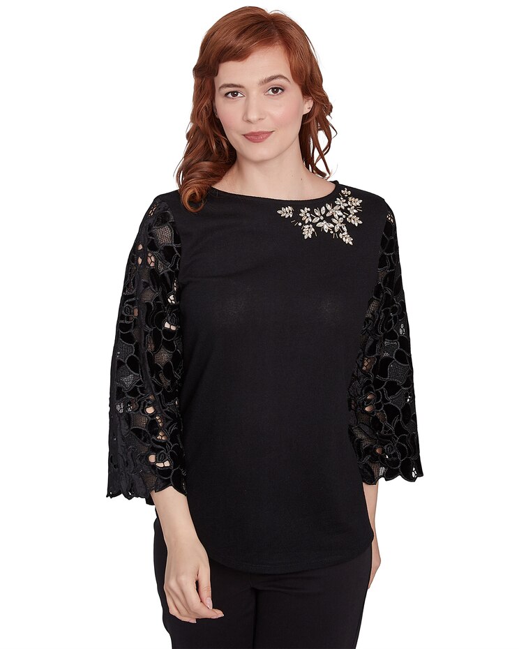 Ruby Rd® Berry Glam Knit Emb Top Combo image number 1