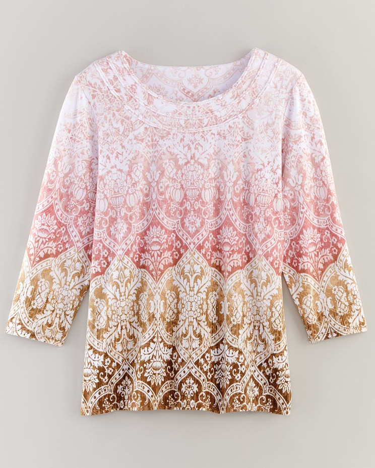 Alfred Dunner® Coming Up Roses Ombre Medallion Top image number 1
