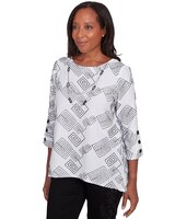 Alfred Dunner® Wild At Heart Geometric Woven Top with Necklace thumbnail number 3