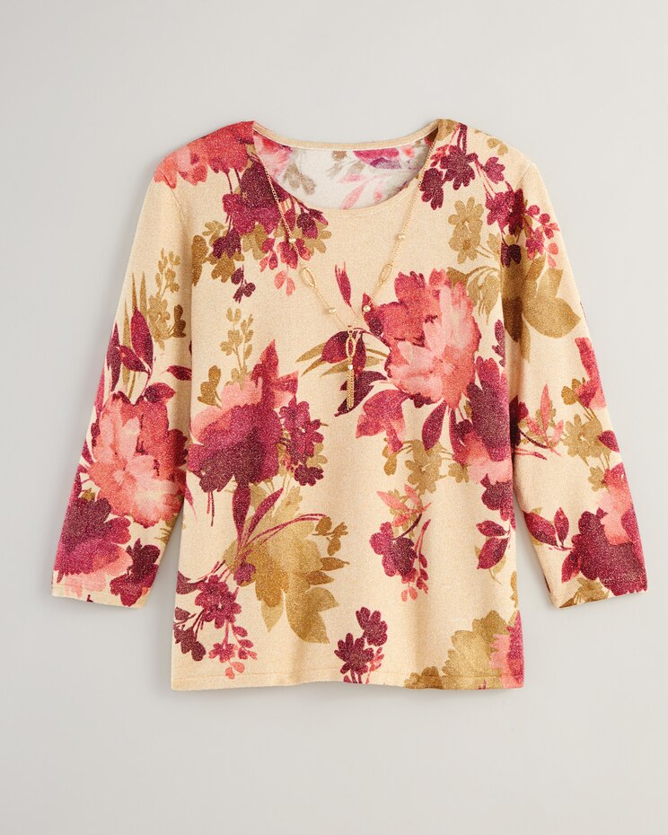 Alfred Dunner® Mulberry Street Floral Shimmer Print Sweater image number 4