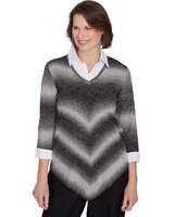 Alfred Dunner® Classics Chevron Ombre Woven Sweater thumbnail number 1