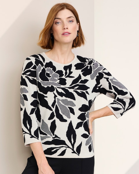 Floral Jacquard Sweater by Alfred Dunner