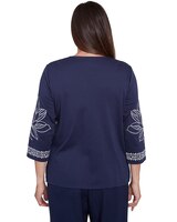 Alfred Dunner® Block Island Dynamic Floral Embroidered V Neck Top thumbnail number 2