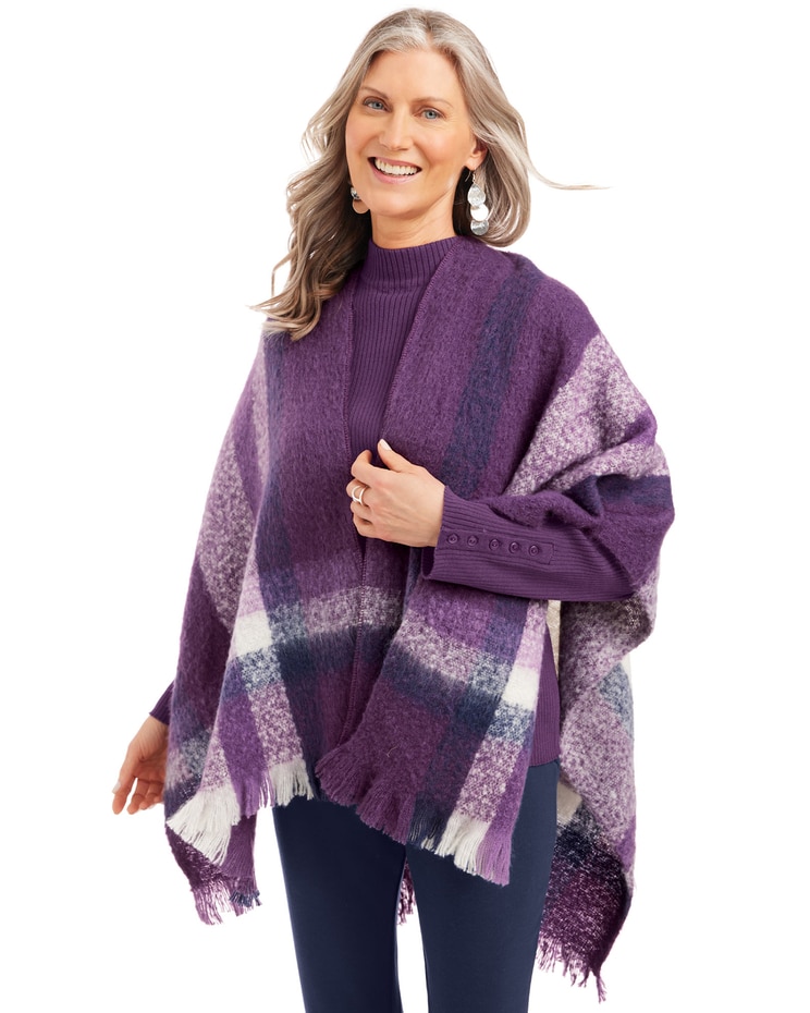 Plaid Ruana Wrap image number 1