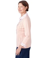 Alfred Dunner® A Fresh Start Stripe Collar Layered Sweater with Necklace thumbnail number 4