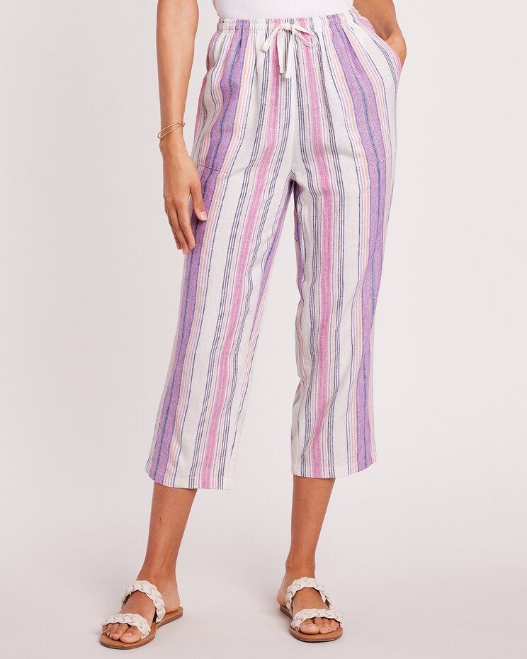 Linen Blend Crop Capris image number 1