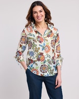 Alfred Dunner® Summer Solstice Batik Floral Woven Shirt thumbnail number 1