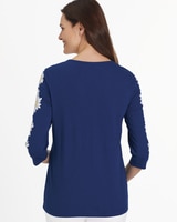 Three-Quarter Sleeve Print Knit Top thumbnail number 2