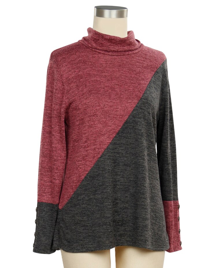 Seven Forty Two Long Sleeve Abaleen Color Block Top image number 1