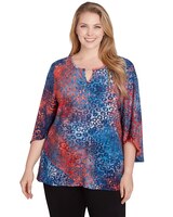 Ruby Rd® Tapestry Traveler Knit Tiedyed Spot Top thumbnail number 1