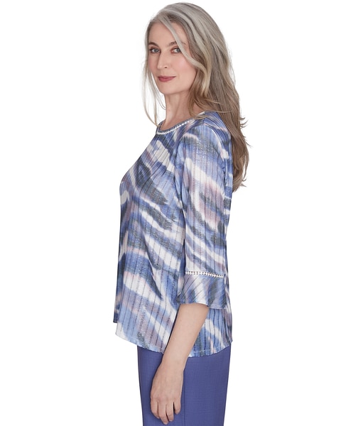 Alfred Dunner® Worth Avenue Watercolor Top with Three Quarter Bell Sleeves