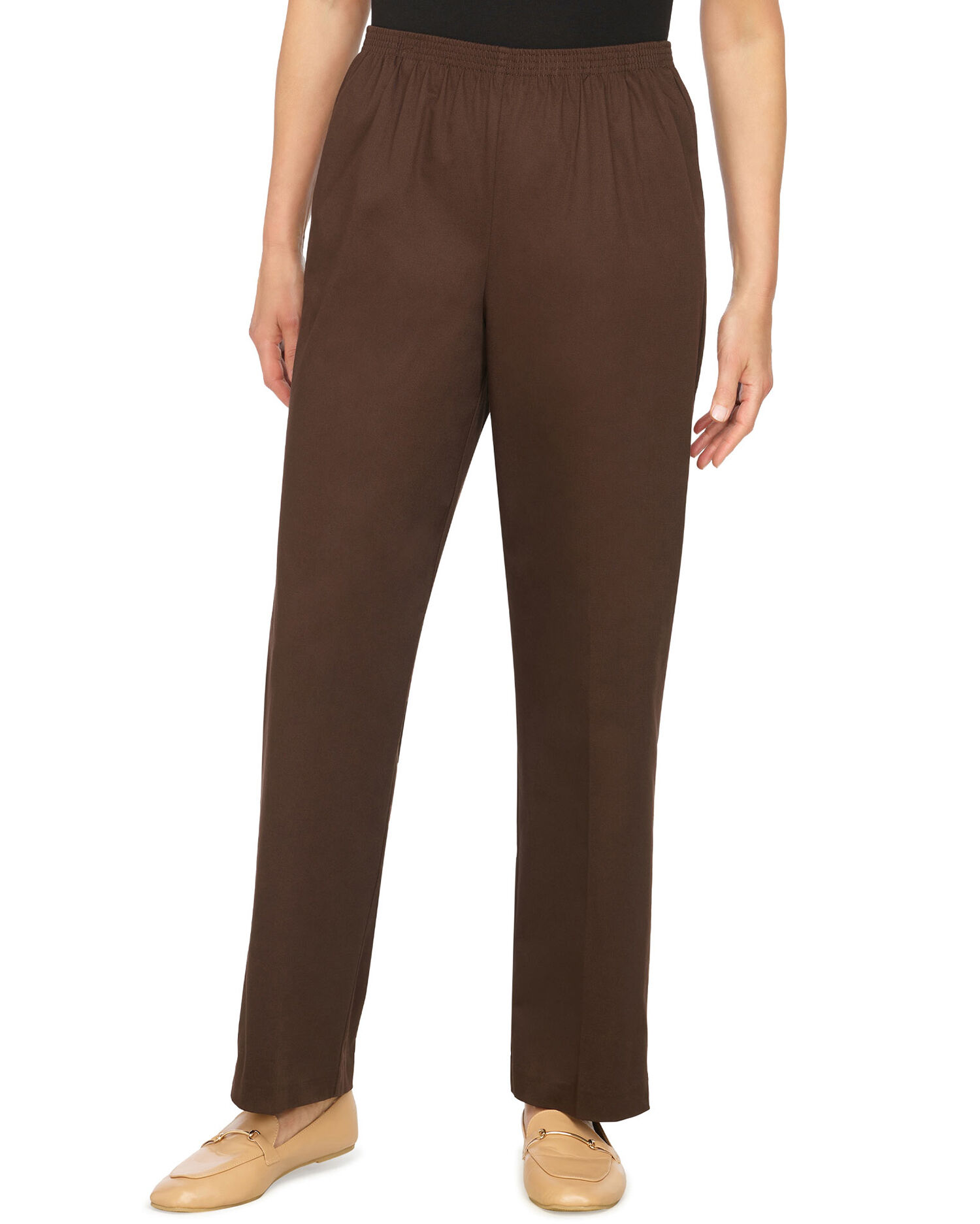 Alfred Dunner Classic Pull On Twill Proportioned Straight Leg Pants
