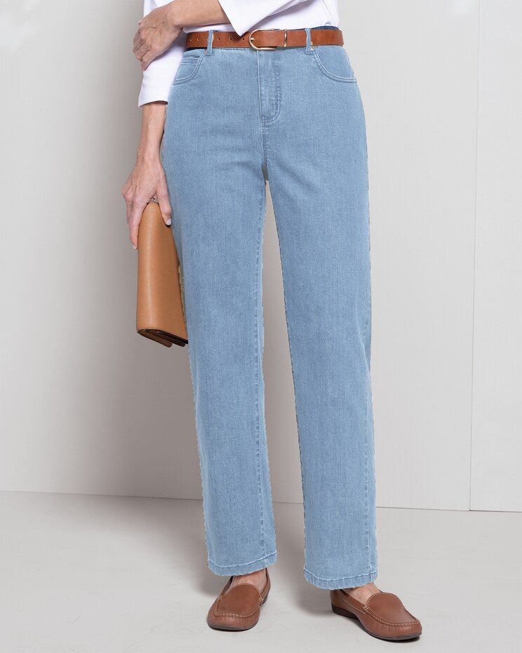DreamFlex Denim Comfort-Waist Classic Straight Jeans image number 1