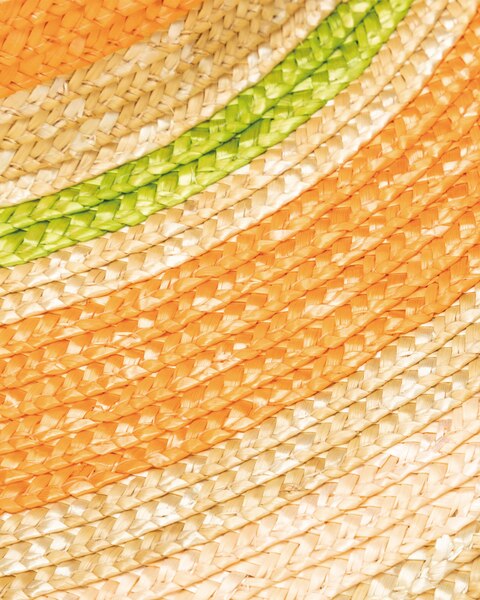 On Mulit Holiday- Wheat Straw Stripe Wide Brim Sun Hat