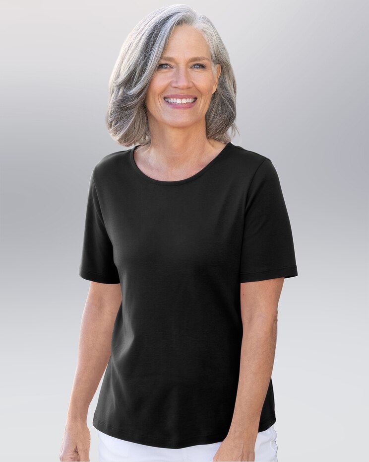 Coastal Cotton Short-Sleeve Jewelneck Tee image number 1