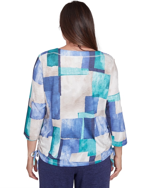 Alfred Dunner® French Quarter Blue Tone Box Print Tee