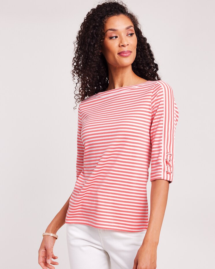 Three-Quarter Sleeve Criss-Cross Sailor Top image number 1