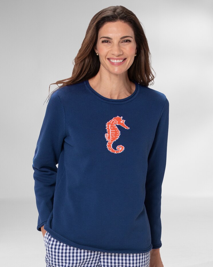 Seaside Charm Cotton Jacquard Sweater image number 1