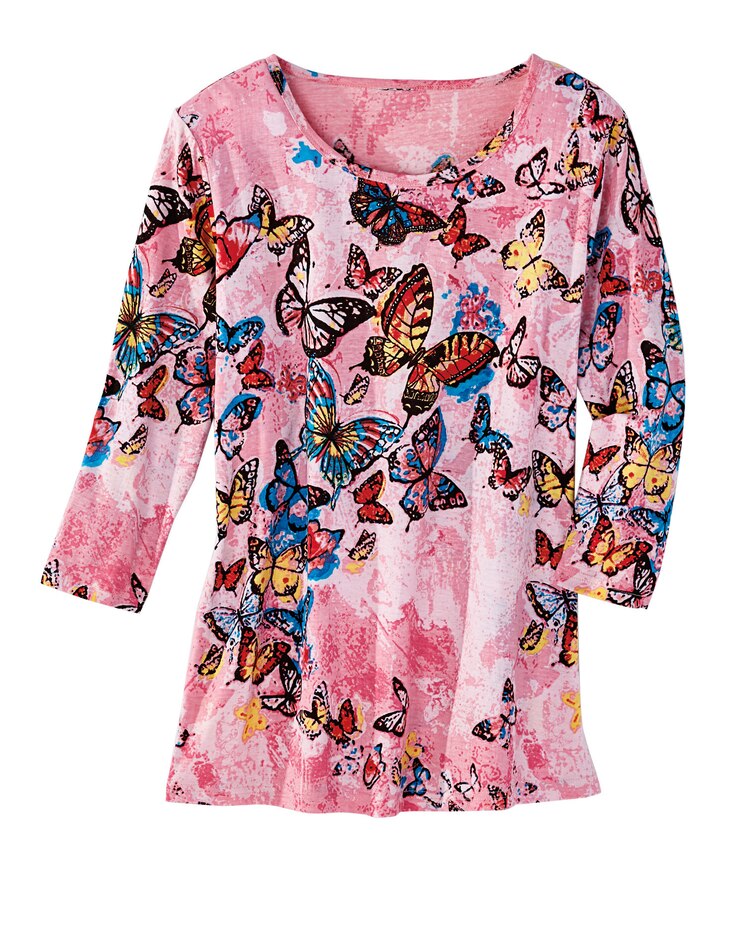 Haband Women’s 3/4-Sleeve Print Artista Knit Top image number 1