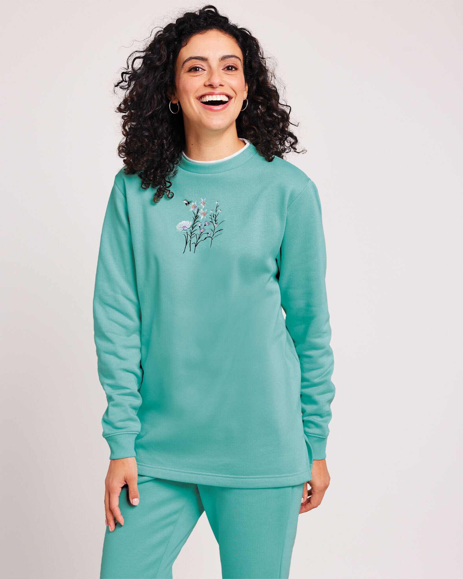 Embroidered chickadee sweatshirt deals