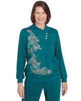 Alfred Dunner® French Quarter Paisley Embroidered Envelope Neck Sweater thumbnail number 1