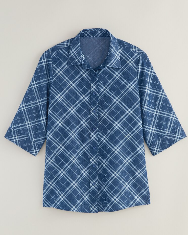 Haband Women's 3/4-Sleeve Denim Blouse image number 1