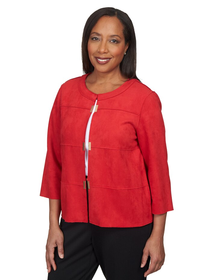 Alfred Dunner® Park Place Gold Embellished Suede Jacket image number 3
