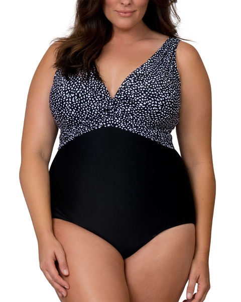Caribbean Sand Knotted Front One Piece Swimsuit with Tummy Control