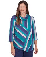 Alfred Dunner® French Quarter Spliced Cowl Neck Stripe Sweater thumbnail number 1