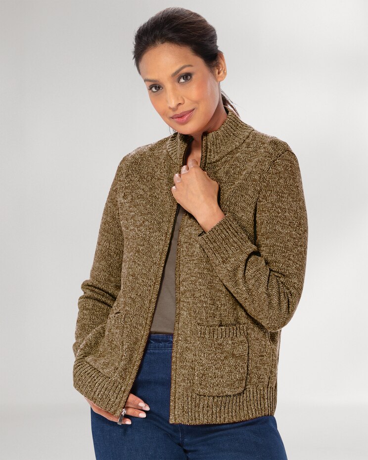 Bayside Cotton Zip-Front Cardigan image number 1