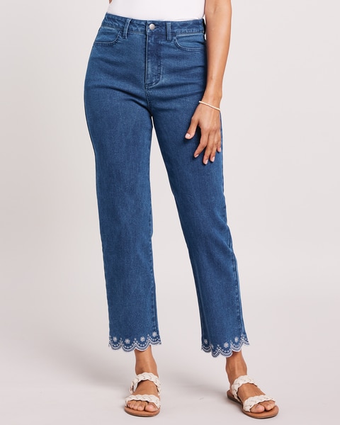DenimEase™ Eyelet Hem Jeans