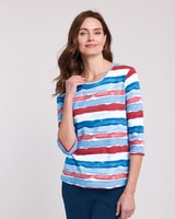 Essential Knit Three-Quarter Sleeve Tee thumbnail number 1