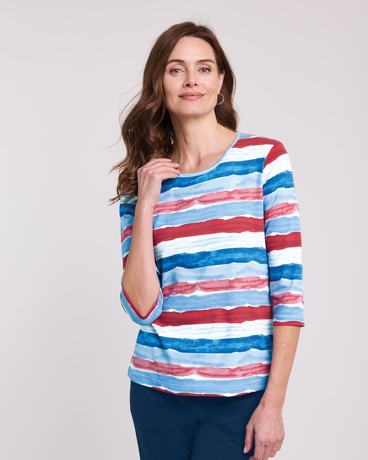 Essential Knit Three-Quarter Sleeve Tee image number 1
