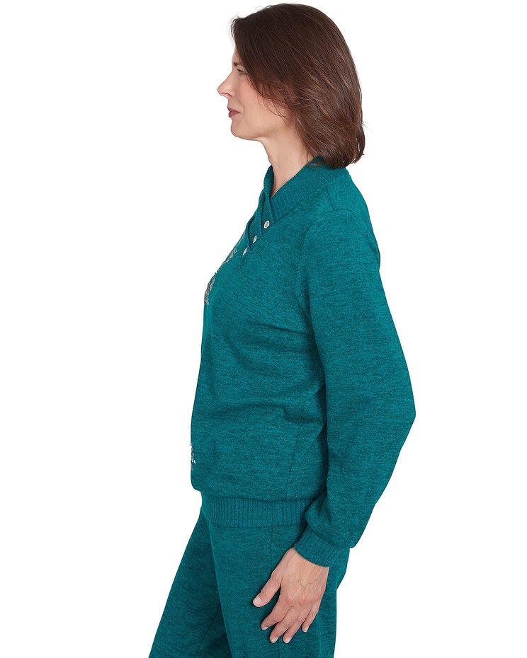 Alfred Dunner® French Quarter Paisley Embroidered Envelope Neck Sweater image number 4