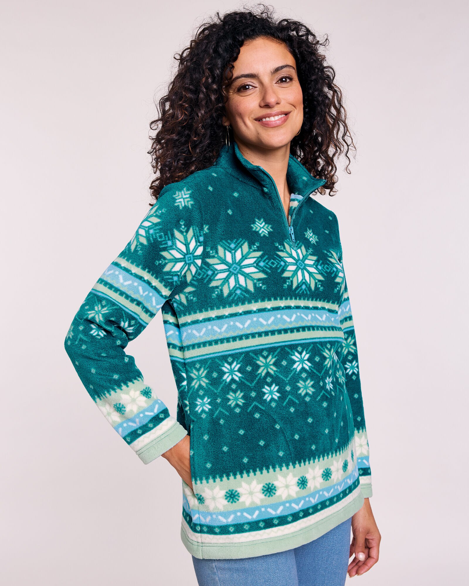 Scandia Fleece Quarter Zip Pocket Top Blair