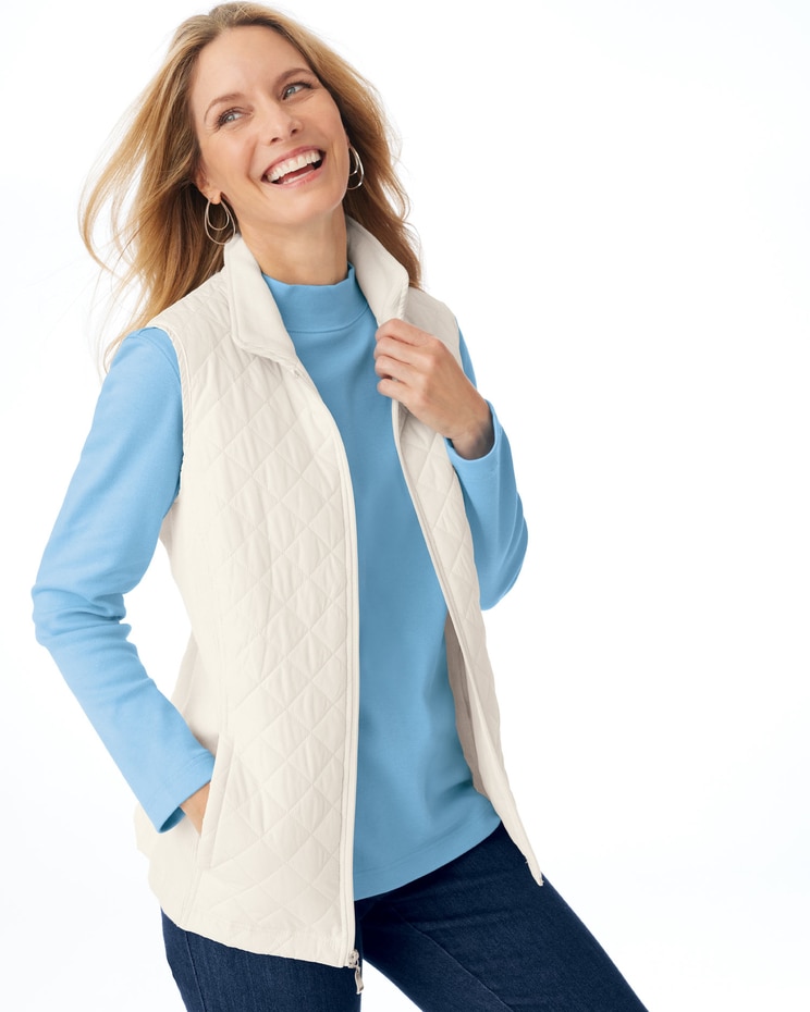 Diamond Quilted Zip-Front Vest image number 1
