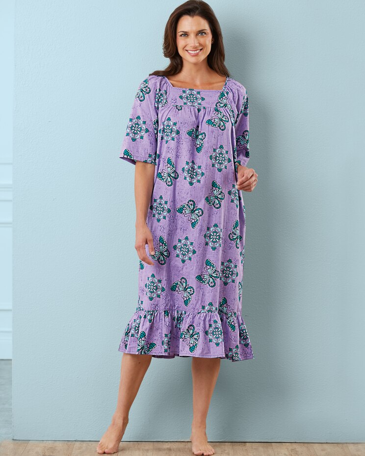 Haband Women’s Cotton Lounge Dress, Square Neck image number 1