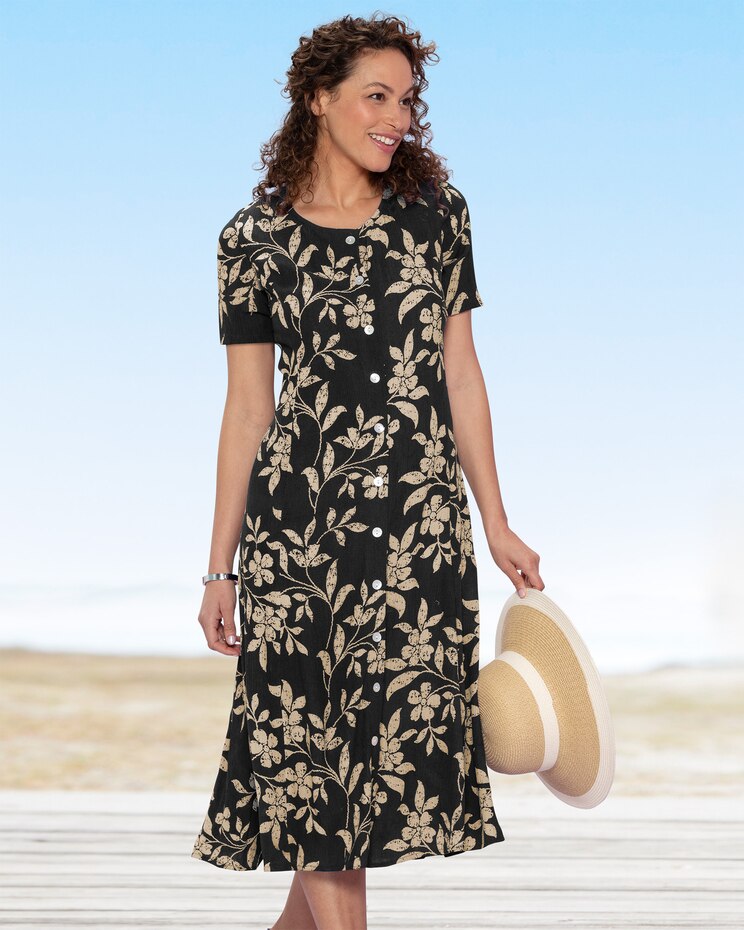 Batik Vines Button-Front Dress image number 1