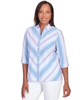 Alfred Dunner® Chevron Stripe Button Down Top thumbnail number 5