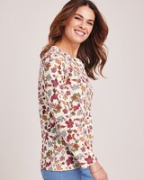 Print Long Sleeve Pointelle Henley Top thumbnail number 2