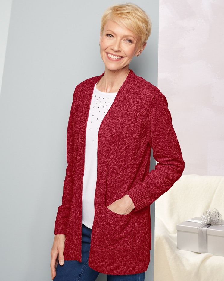 Chenille Open Cardigan by Alfred Dunner image number 1
