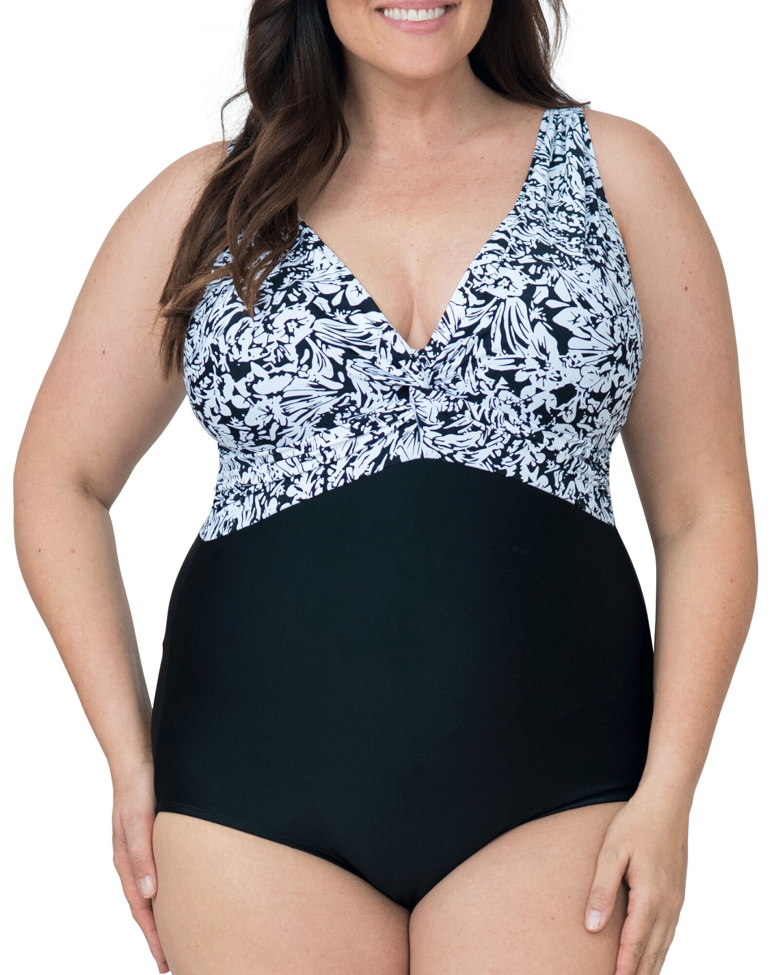 Caribbean Sand Knotted Front One Piece Swimsuit with Tummy Control