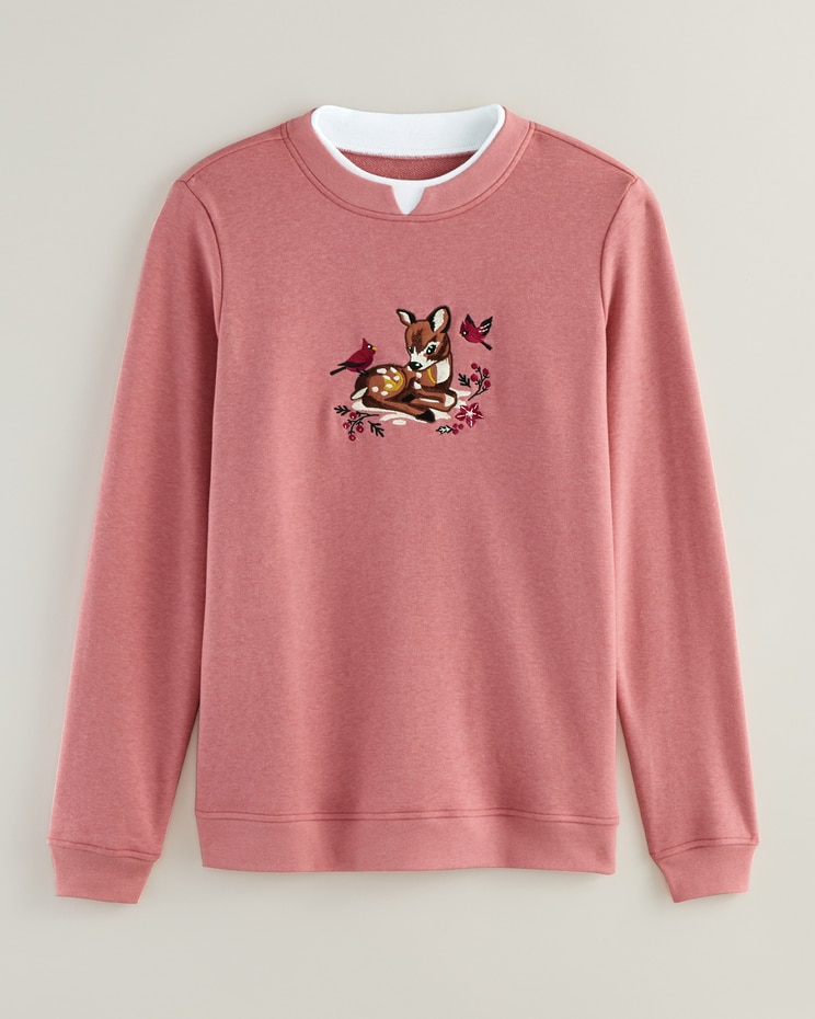 Haband Women’s Embroidered Fleece Sweatshirt image number 1