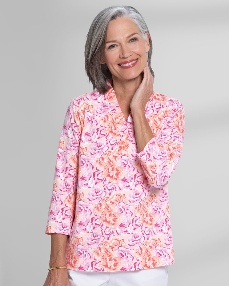 Prima™ Cotton Rose Garden Ruffle-Neck Tee image number 1