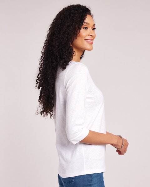 Slub Knit Embroidered Top