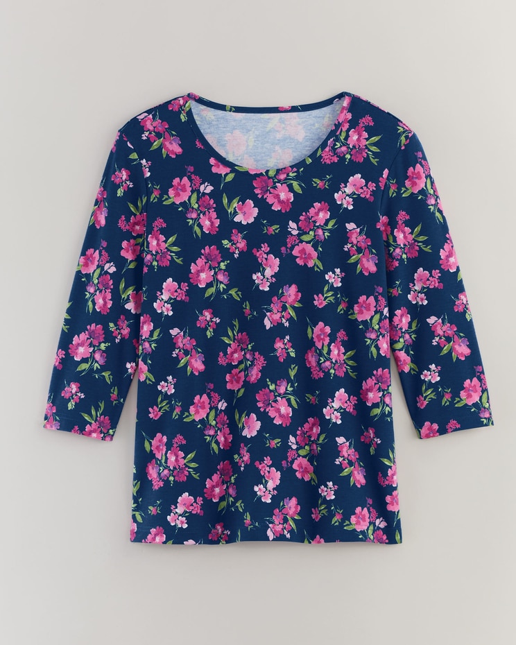 Essential Knit Three-Quarter Sleeve Tee image number 4