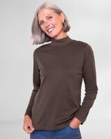 Essential Cotton Long-Sleeve Solid Mockneck thumbnail number 1