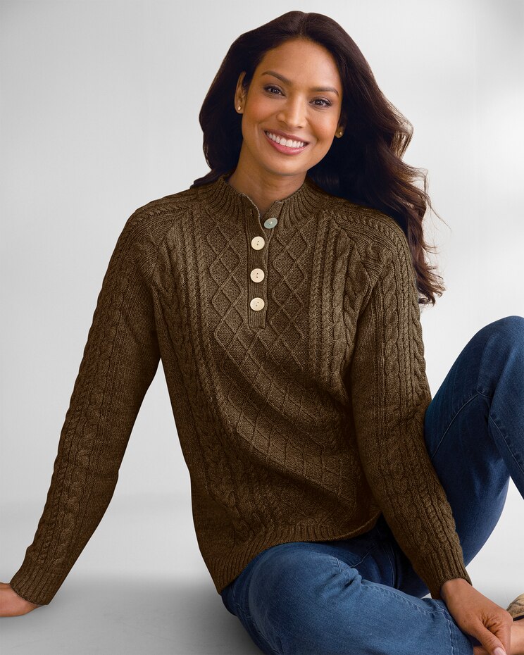 Bayside Cotton Cable Henley Sweater image number 1