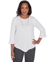 Alfred Dunner® Worth Avenue Crew Neck Textured Top With a Detachable Necklace thumbnail number 1
