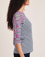 Stripe Floral Knit Top thumbnail number 3